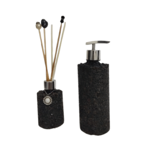 Saboneteira e Aromatizador com Pedras Preciosas